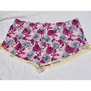 Honeydew Soft Floral Lounge Shorts Butter Yellow Lace Coquette Resort Beach XL